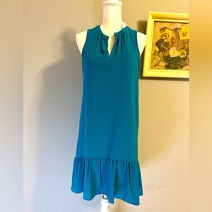 Charles Henry Teal High/Low Ruffle Shift 👗 Dress